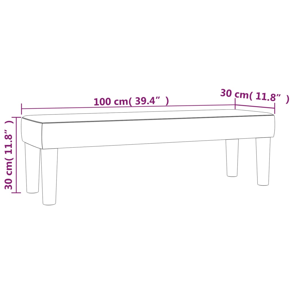 Bankje 100x30x30 cm fluweel zwart